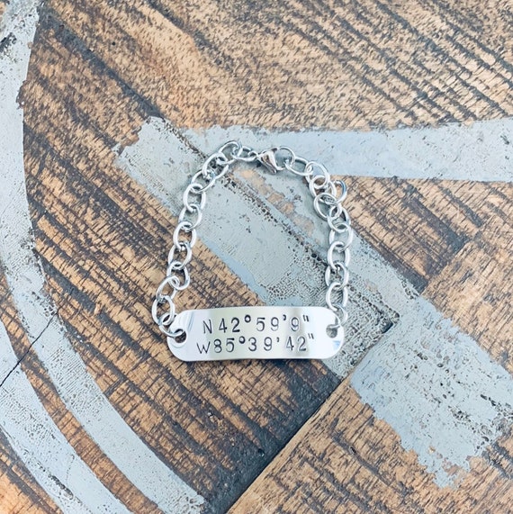 Coordinates bracelet Stainless Steel location bracelet latitude