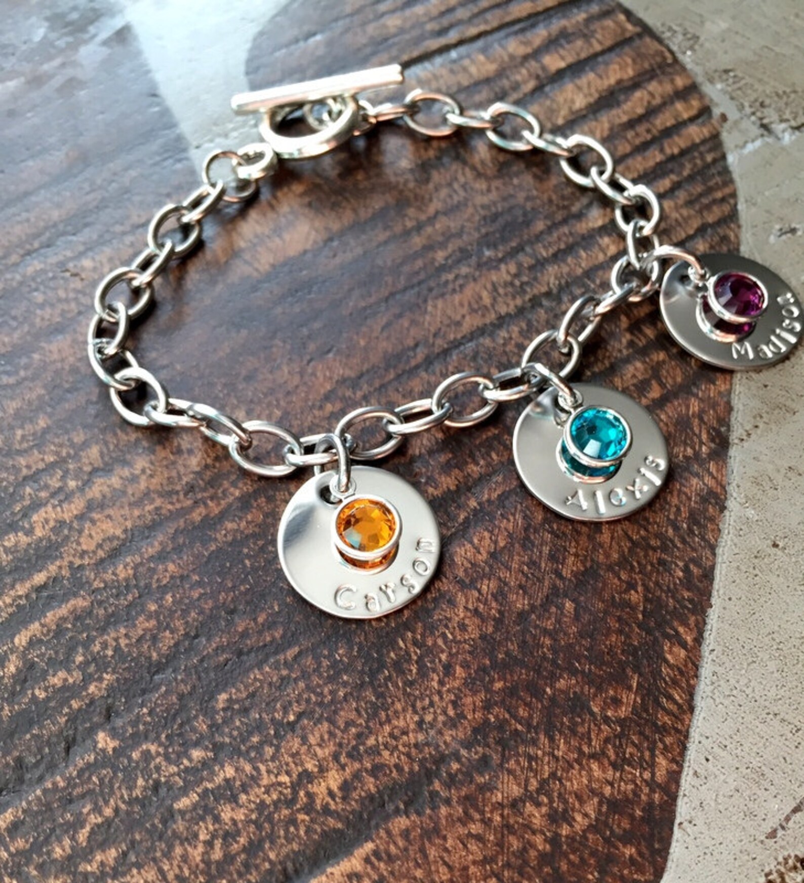 Grandma Bracelet Gift for Mom Handstamped Charm Bracelet Etsy