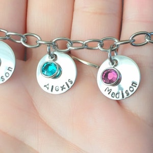 Personalized Charm Bracelet Grandma Bracelet Grandchild Bracelet Handstamped Jewelry Mom Charm Bracelet Grandma Gift Mothers Day Gift image 5