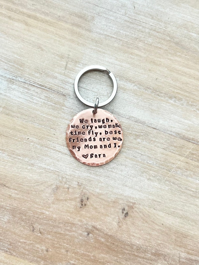 Mom Keychain Mommy Keychain Handstamped Keychain Personalized Keychain Copper Keychain Mothers Day Quote Keychain Gift for Mom image 1