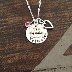 Personalized Custom Jewelry We love you &#39;Tia&#39; Hand Stamped Necklace Auntie Necklace Tia Necklace Tia Jewelry Love Handstamped Love Jewelry