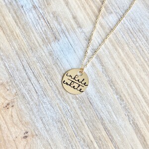 Gold Handstamped Necklace Gold Mom Necklace inhale exhale Necklace Gift for Mom Gold filled Jewelry Gold Name Jewelry 14K Gold image 5