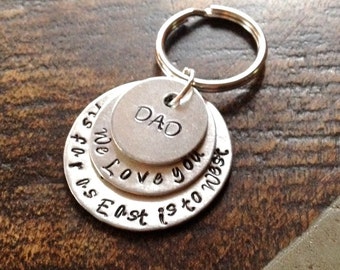 Dad Keychain Daddy Keychain Handstamped Keychain Personalized Keychain Layered Keychain Dad Quote Keychain