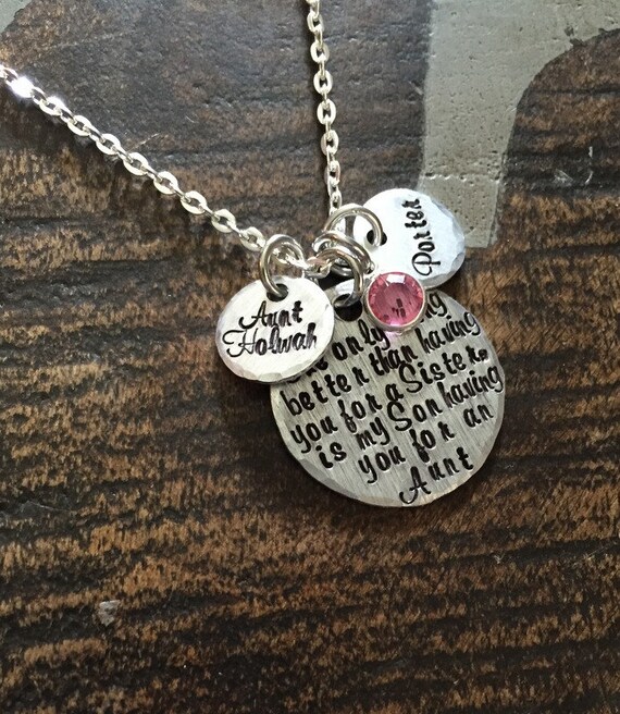 Aunt Quote Necklace Gift for Sister Aunt Necklace Auntie Jewelry Personalized Jewelry Handstamped Jewelry Name Necklace Auntie Necklace Il_570xn