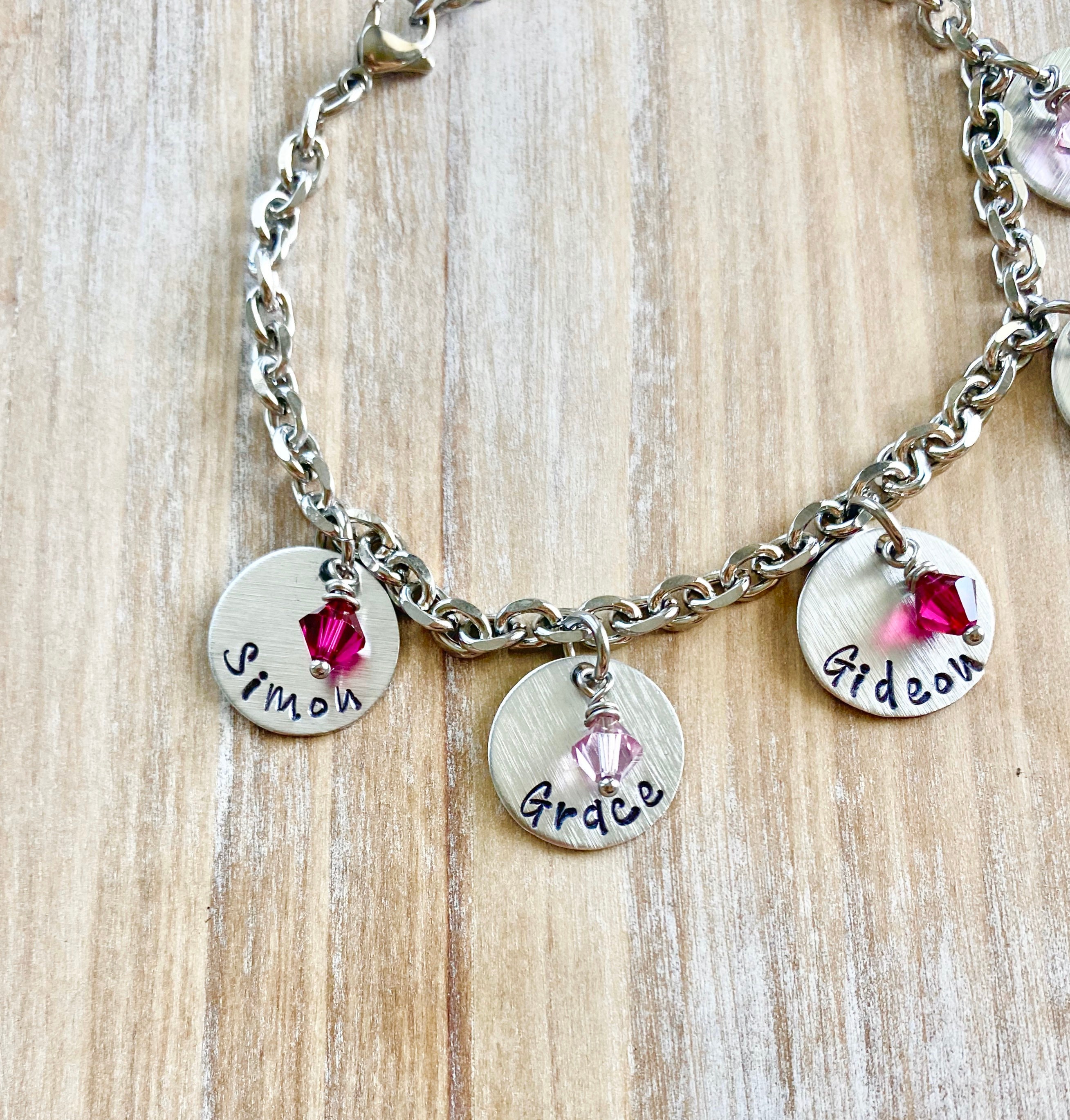 Handstamped Anklet Charm Anklet Mom Anklet Custom Anklet Etsy