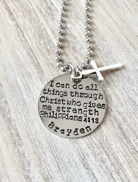 Boys Necklace Boys Necklace Boys Jewelry Cross Necklace Toddler Jewelry Boy Birthday Gift Son Easter Gift I can do all things Il_570xn