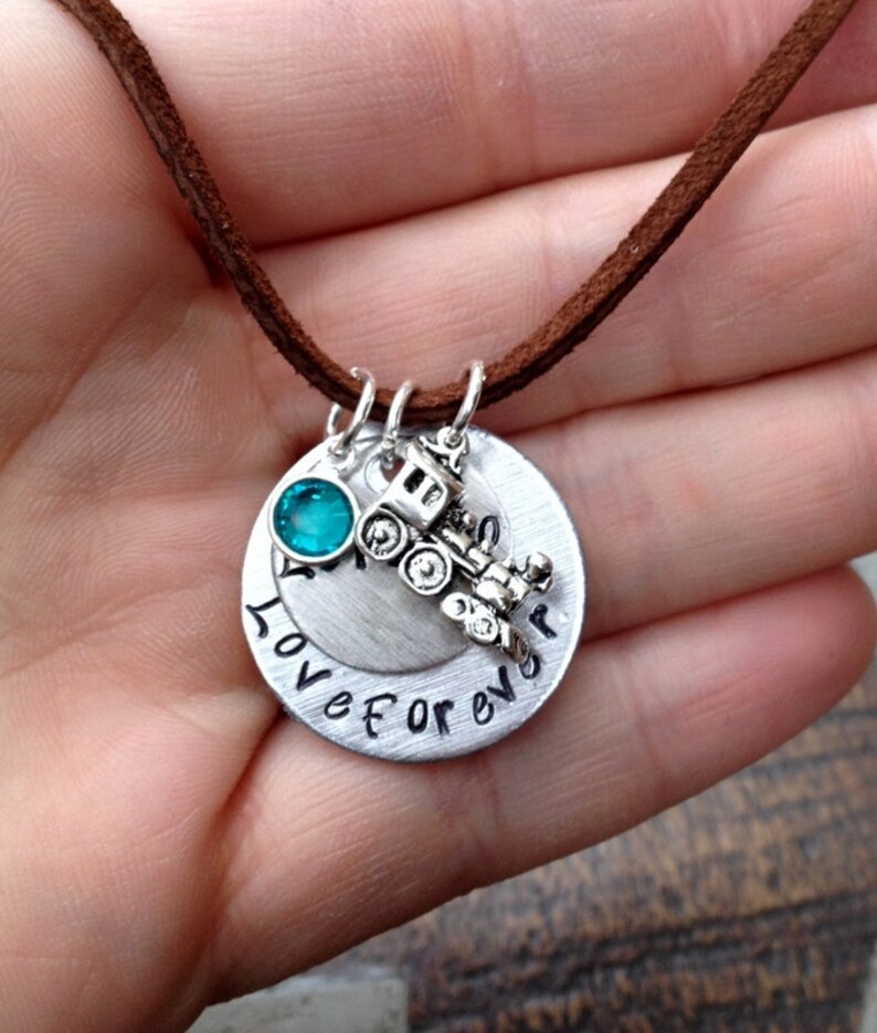 Mother Son Necklace Handstamped Necklace Love Forever