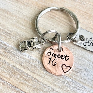 New Car Keychain,Personalized Sweet 16 Keychain, New Driver Keychain, Sweet Sixteenth Birthday Gift, Sweet 16 Gifts, Gifts For Daughter image 4