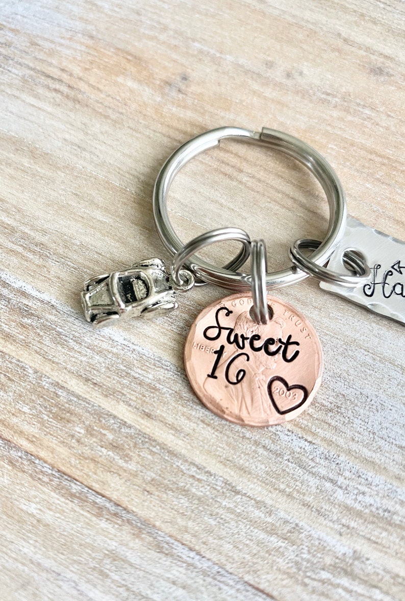 New Car Keychain,Personalized Sweet 16 Keychain, New Driver Keychain, Sweet Sixteenth Birthday Gift, Sweet 16 Gifts, Gifts For Daughter image 4