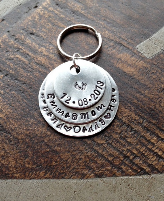 New Dad Keychain Baby Footprint Keychain Fathers Day Gift Handstamped Keychain Daddy Keychain Dad Keychain Gift for Husband Custom Keychain Il_570xn
