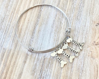 Pet Memorial armband verlies van een huisdier Bangle gepersonaliseerde hand gestempeld huisdier sieraden huisdier verlies herdenking hond bot hond moeder gift