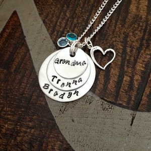 Grandma Necklace Grandchild Necklace Personalized Necklace Personalized Jewelry Handstamped Necklace