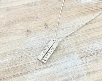 Sterling Silver Bar Necklace Custom Name Bar Nameplate Necklace Personalized Bar Layering Bar Horizontal Skinny Name Necklace