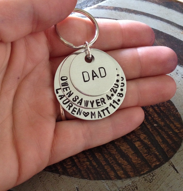 Dad Keychain Daddy Keychain Handstamped Keychain Personalized Etsy