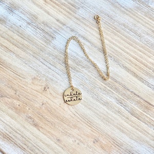 Gold Handstamped Necklace Gold Mom Necklace inhale exhale Necklace Gift for Mom Gold filled Jewelry Gold Name Jewelry 14K Gold image 2