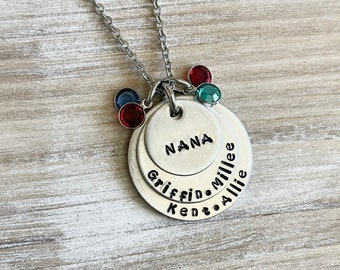 Nana Necklace Nana Jewelry Personalized Jewelry Handstamped Jewelry Name Necklace Grandma Necklace Grandma Jewelry
