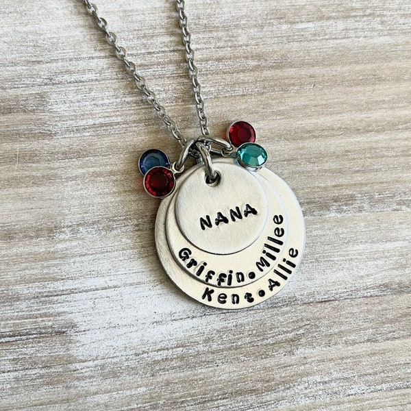 Nana Halskette Nana Schmuck personalisierte Schmuck handgestempelt Schmuck Name Halskette Oma Halskette Oma Schmuck