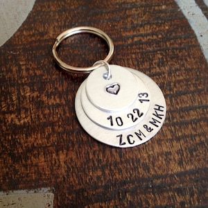 Couples Keychain Gift for Husband Gift for Wife Handstamped Keychain Personalized Keychain Anniversary Keychain