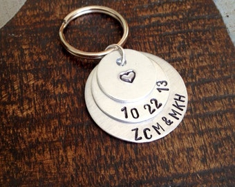 Couples Keychain Gift for Husband Gift for Wife Handstamped Keychain Personalized Keychain Anniversary Keychain