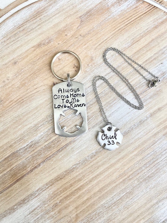 Always Come Home To Me Keychain Personalized Firefighter Wife Necklace Fireman Wife Jewelry Firefighter Girlfriend Necklace Firefighter Wife Il_570xn
