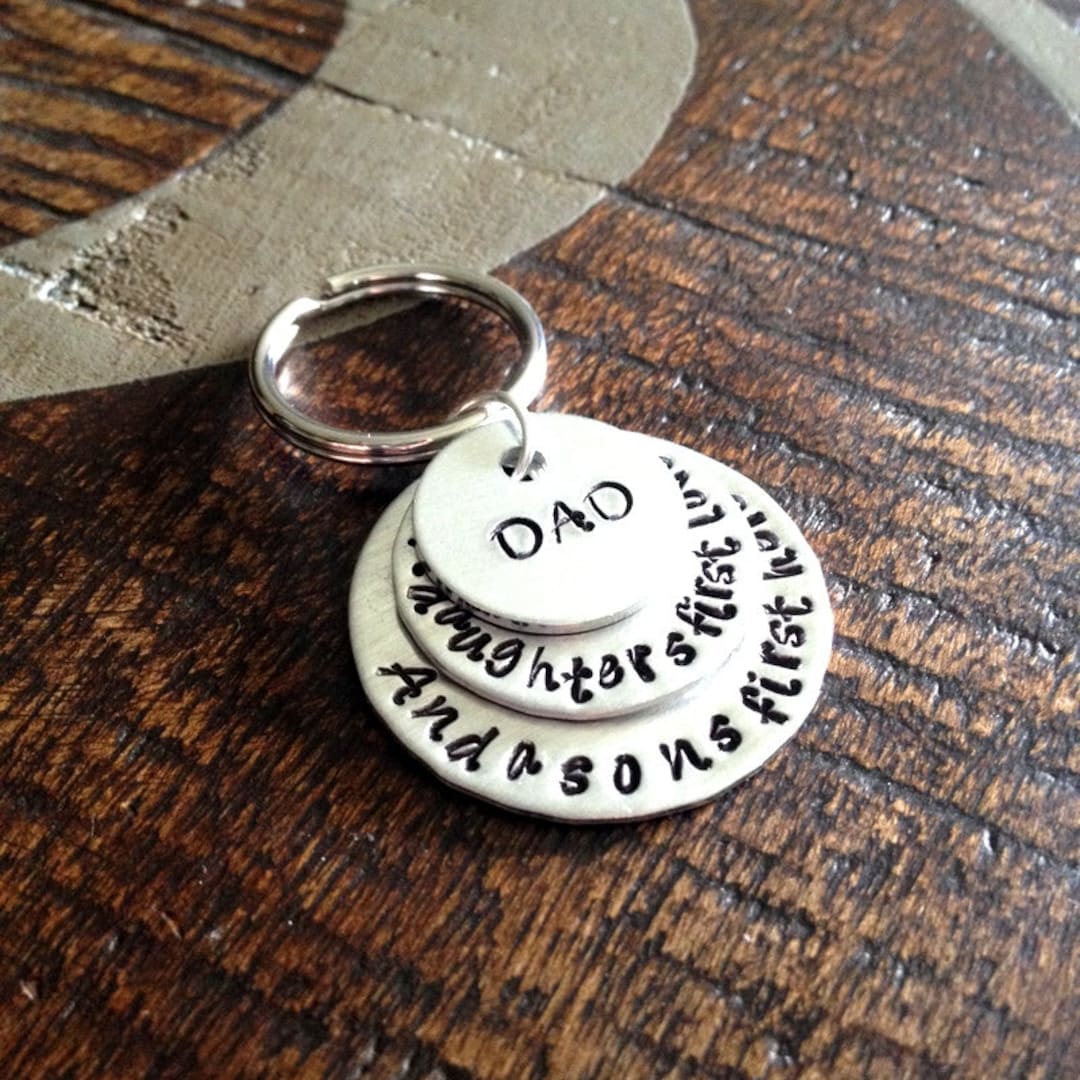 Dad Keychain Daddy Keychain Handstamped Keychain Personalized Keychain ...