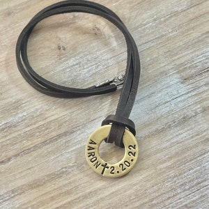 Baptism Gift Christian Jewelry Boys Baptism Necklace with Custom Baptized Date Hand Stamped Religious Jewelry for Him