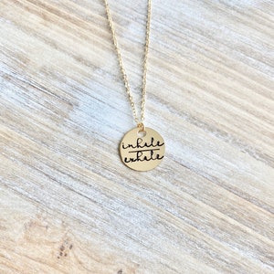 Gold Handstamped Necklace Gold Mom Necklace inhale exhale Necklace Gift for Mom Gold filled Jewelry Gold Name Jewelry 14K Gold image 6