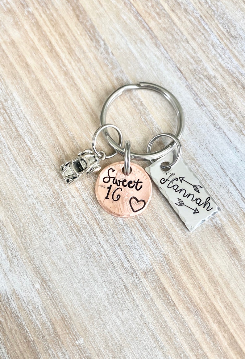 New Car Keychain,Personalized Sweet 16 Keychain, New Driver Keychain, Sweet Sixteenth Birthday Gift, Sweet 16 Gifts, Gifts For Daughter image 9