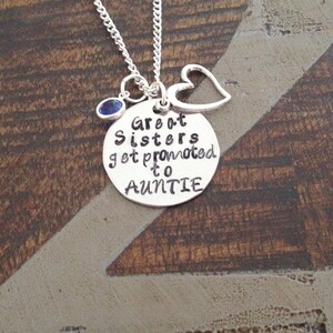 Great Sisters Get Promoted to Auntie Aunt Necklace Auntie Jewelry Personalized Jewelry Handstamped Jewelry Name Necklace Auntie Necklace