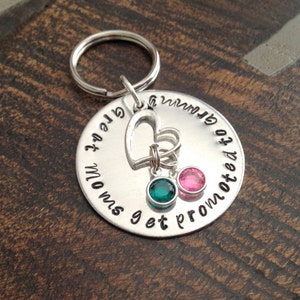 Great Moms Get Promoted to Grandma Grandma Keychain Handstamped Keychain Gift for Mom Gift for Grandma Custom Keychain Handstamped Gift