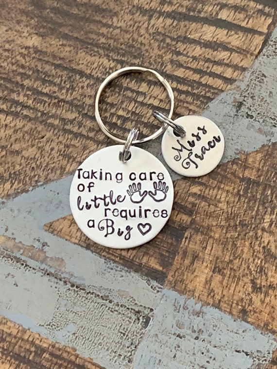 Preschool Keychain Gift for Teacher Teacher Appreciation big heart keychain End of Year Gift Teacher Gift taking care of little hands takes Il_570xn