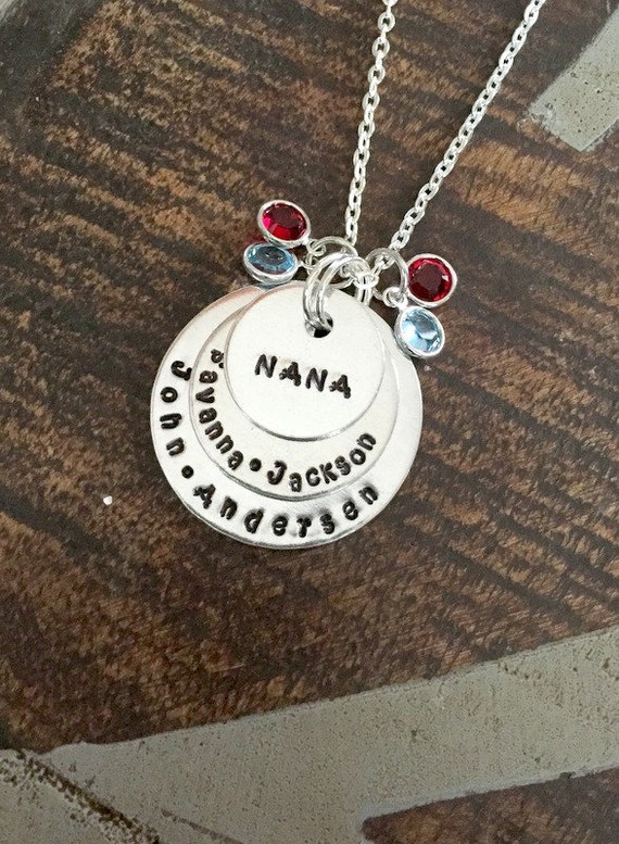 Nana Necklace Nana Jewelry Personalized Jewelry Handstamped Jewelry Name Necklace Grandma Necklace Grandma Jewelry Il_570xn