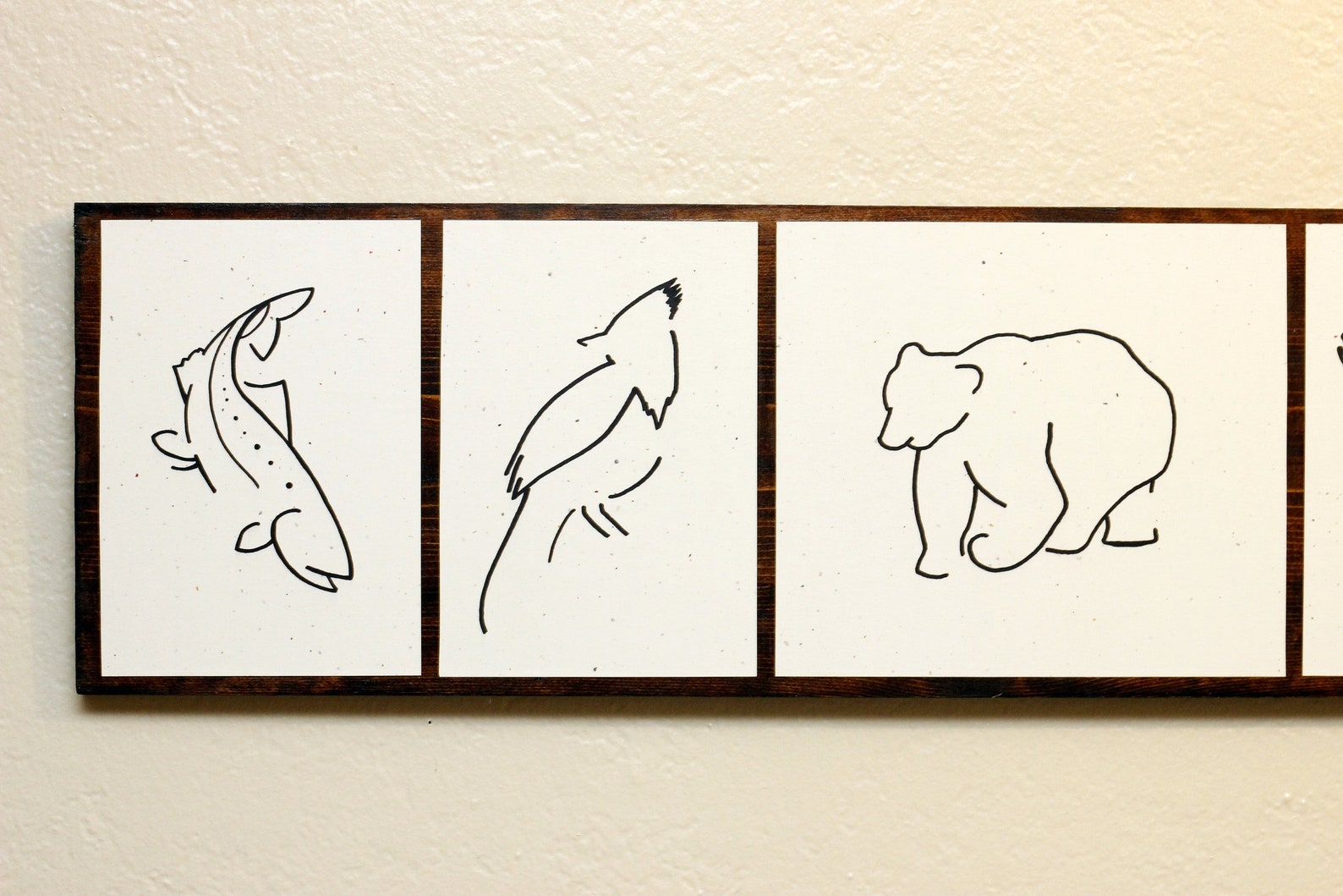 Minimalist Animal Art original Drawings on Wood Cascades Etsy
