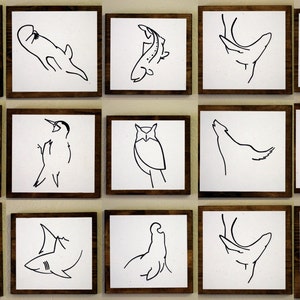 CUSTOM ANIMAL: Minimalist Animal Art, Original Drawings on Wood image 3