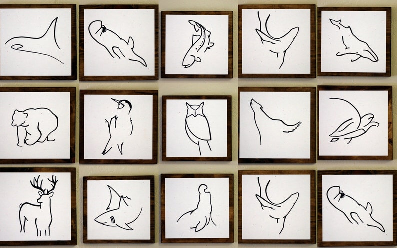 CUSTOM ANIMAL: Minimalist Animal Art, Original Drawings on Wood image 3