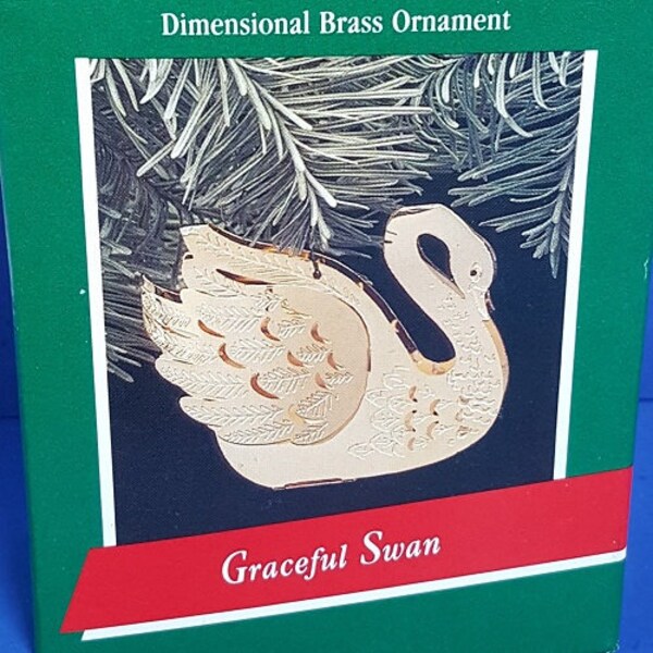 1989 "Graceful Swan" Hallmark Dimensional Brass Ornament - Retired