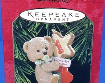 Boy Russ Teddy Bear NEW Blue Buggy // Carriage Baby Christmas Ornament