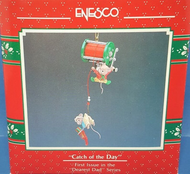 Retired 1990 Catch of the Day First Issue in the Dearest Dad Series ENESCO Treasury of Christmas Ornament