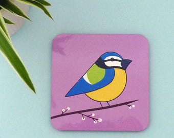 Blue Tit Bird Drinks Coaster - Cute and Colourful Garden Bird Gift