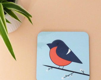 Bullfinch Bird Drinks Coaster - Cute and Colourful Garden Bird Gift