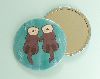 Sea Otter pocket mirror, Significant Otter makeup mirror, Self care gift for her