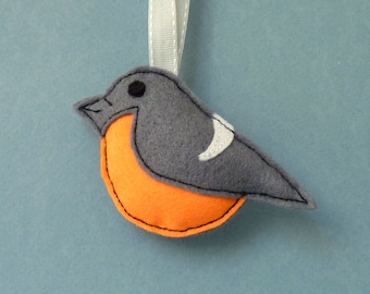 Bullfinch garden bird hanging felt decoration