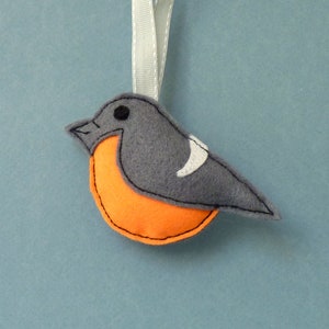 Bullfinch garden bird hanging felt decoration