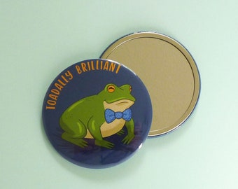 Toadally Brilliant toad pocket mirror, Positivity cosmetic mirror