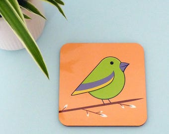 Greenfinch Bird Drinks Coaster - Cute and Colourful Garden Bird Gift