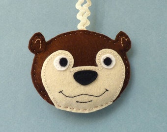 Otter felt hanging decoration, Woodland animal good luck gift