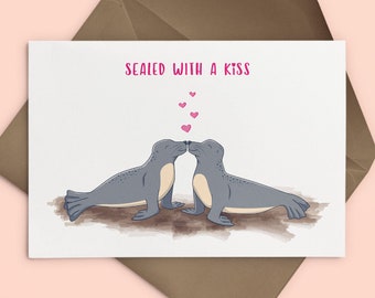 Sealed with a kiss seal anniversary card, Seal Valentine's Day card