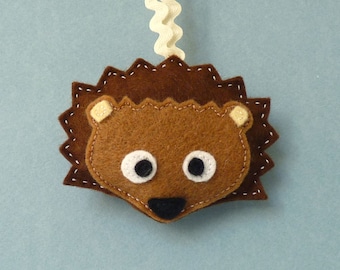 Hedgehog felt hanging decoration, Woodland animal Christmas tree ornament