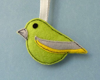 Greenfinch garden bird felt hanging decoration