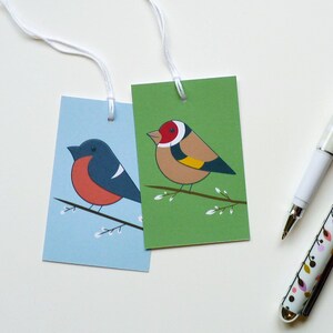 Bullfinch & Goldfinch gift tags pack, Garden birds gift labels set image 1